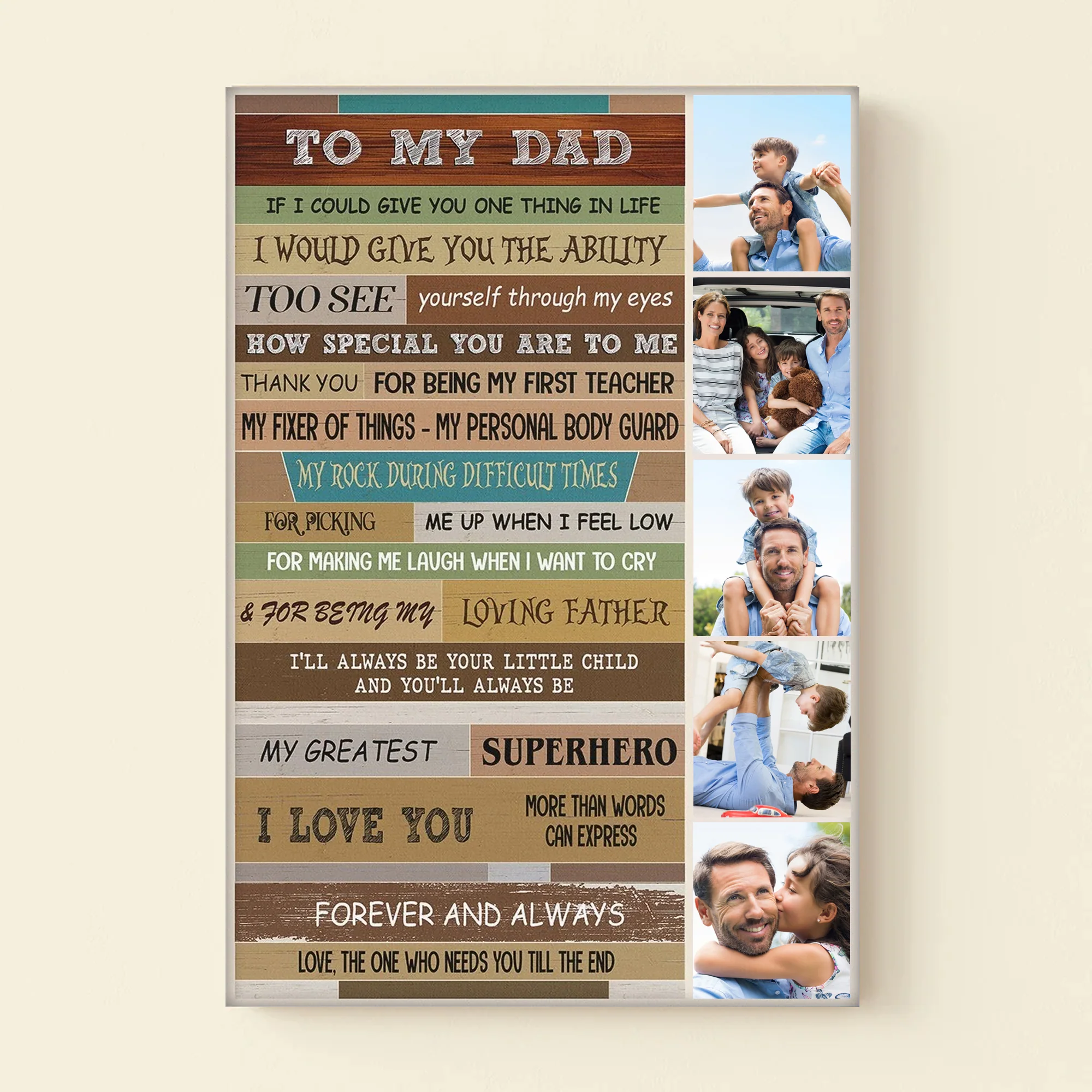 To My Greatest Superhero I Love You, Forever And Always - Gift For Dad - Personalized Canvas Poster - Image 3