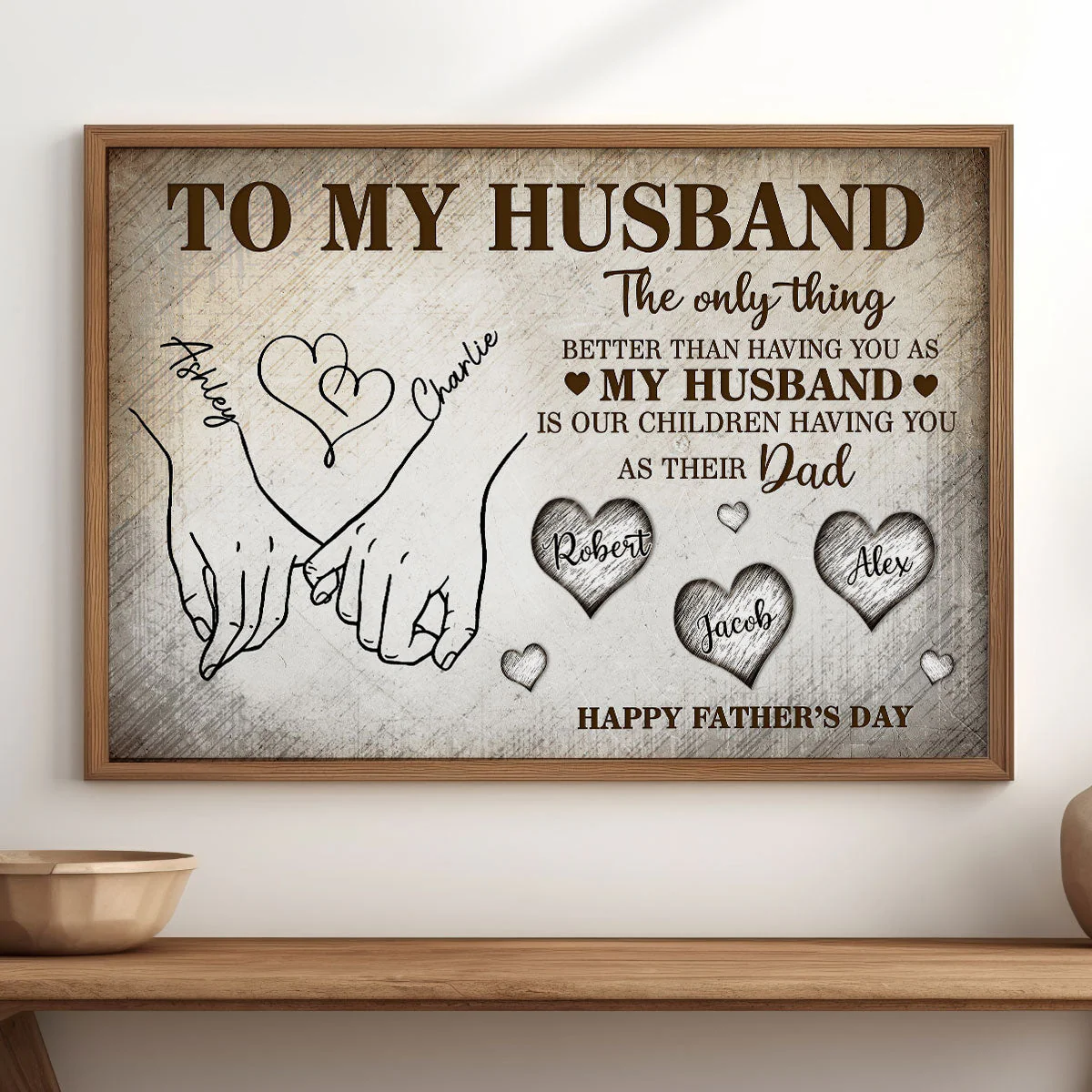 To My Husband Having You As My Husband Our Children Having You As Dad - Personalized Poster Canvas - Gift For Husband, Dad