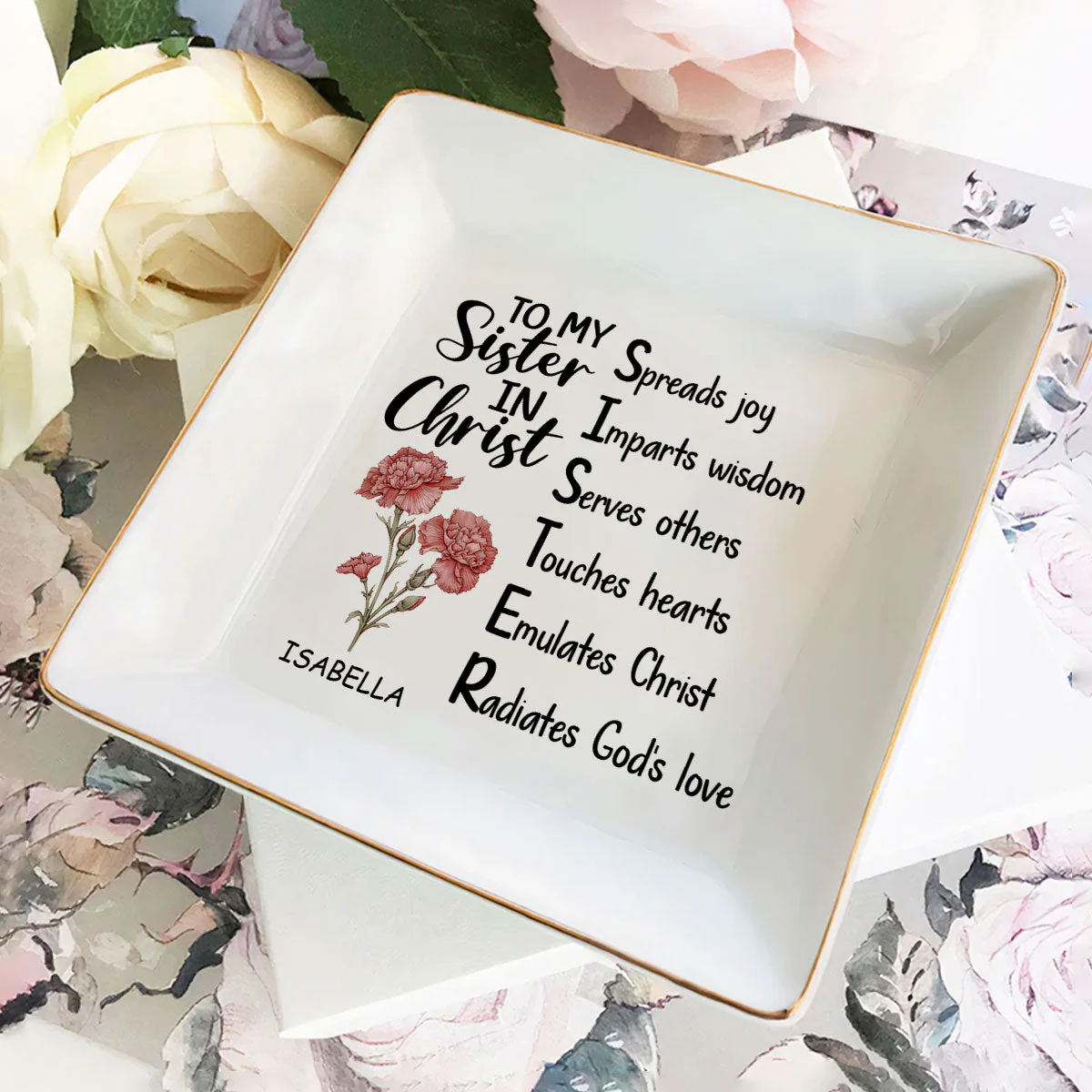 To My Sister In Christ Birth Month - Personalized Jewelry Dish - Gift For Bestie, Sister NH96 - Image 2