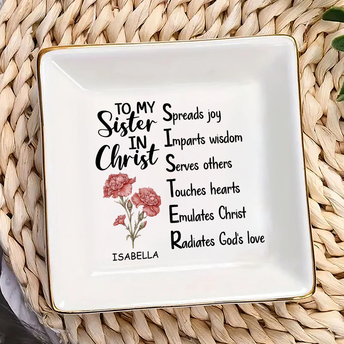 To My Sister In Christ Birth Month - Personalized Jewelry Dish - Gift For Bestie, Sister NH96 - Image 3
