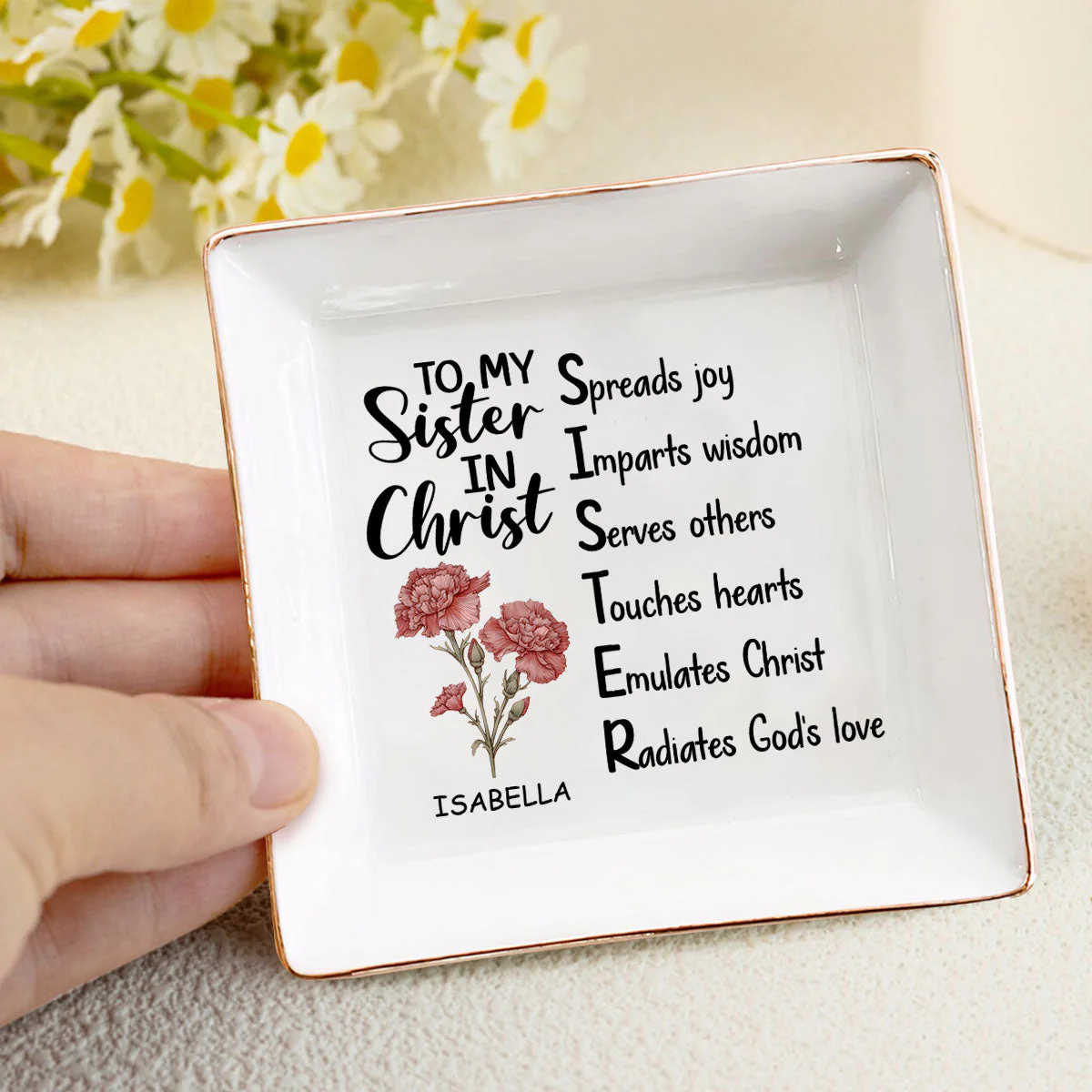 To My Sister In Christ Birth Month - Personalized Jewelry Dish - Gift For Bestie, Sister NH96 - Image 4