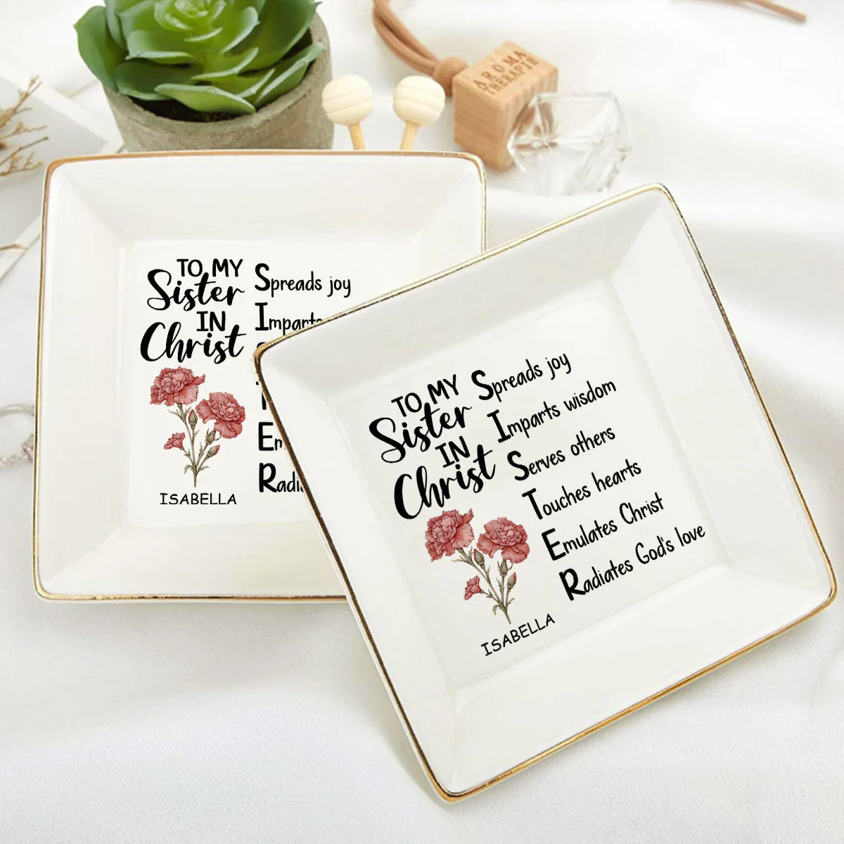 To My Sister In Christ Birth Month - Personalized Jewelry Dish - Gift For Bestie, Sister NH96 - Image 6