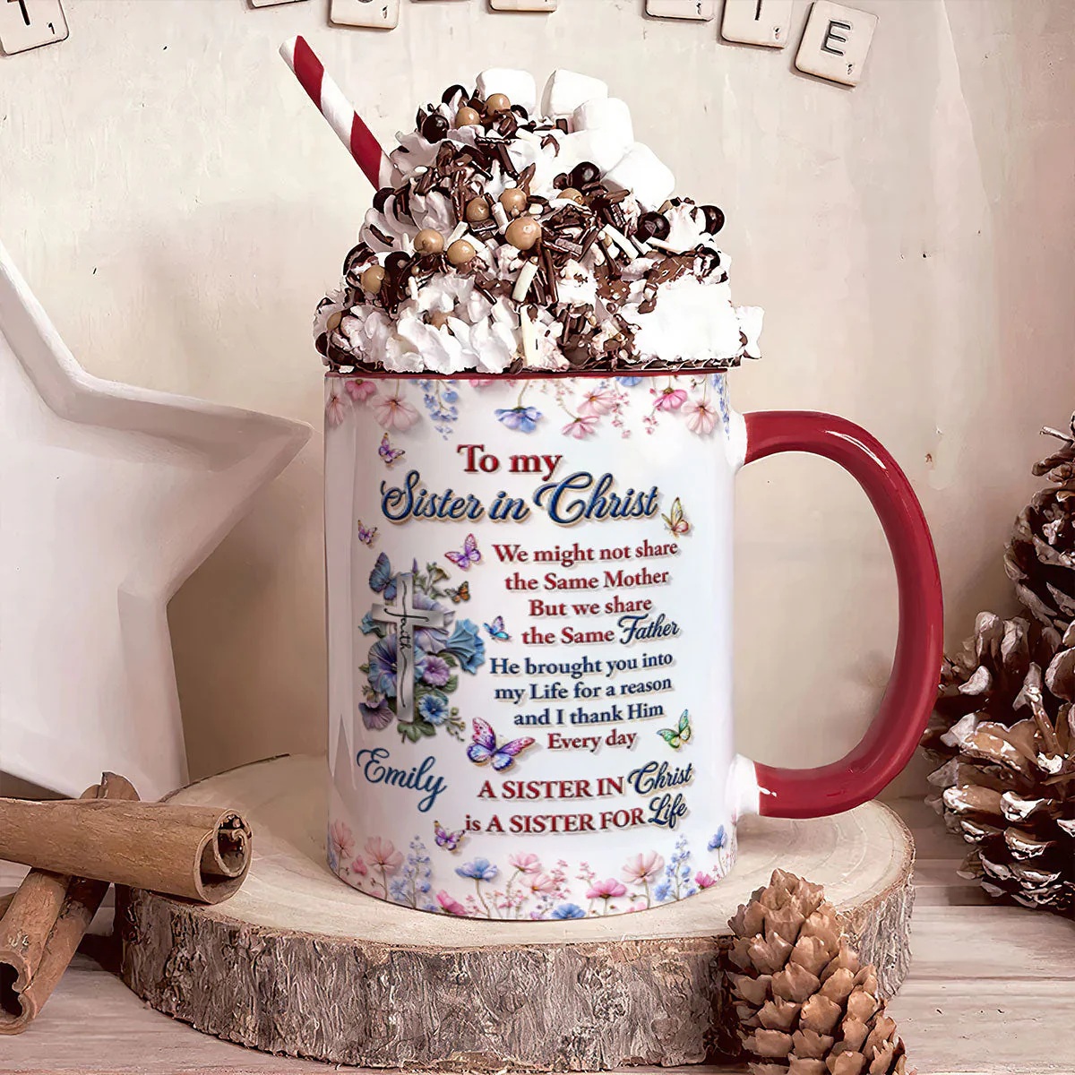To My Sister In Christ  Personalized Accent Mug - Gift For Her - Image 2