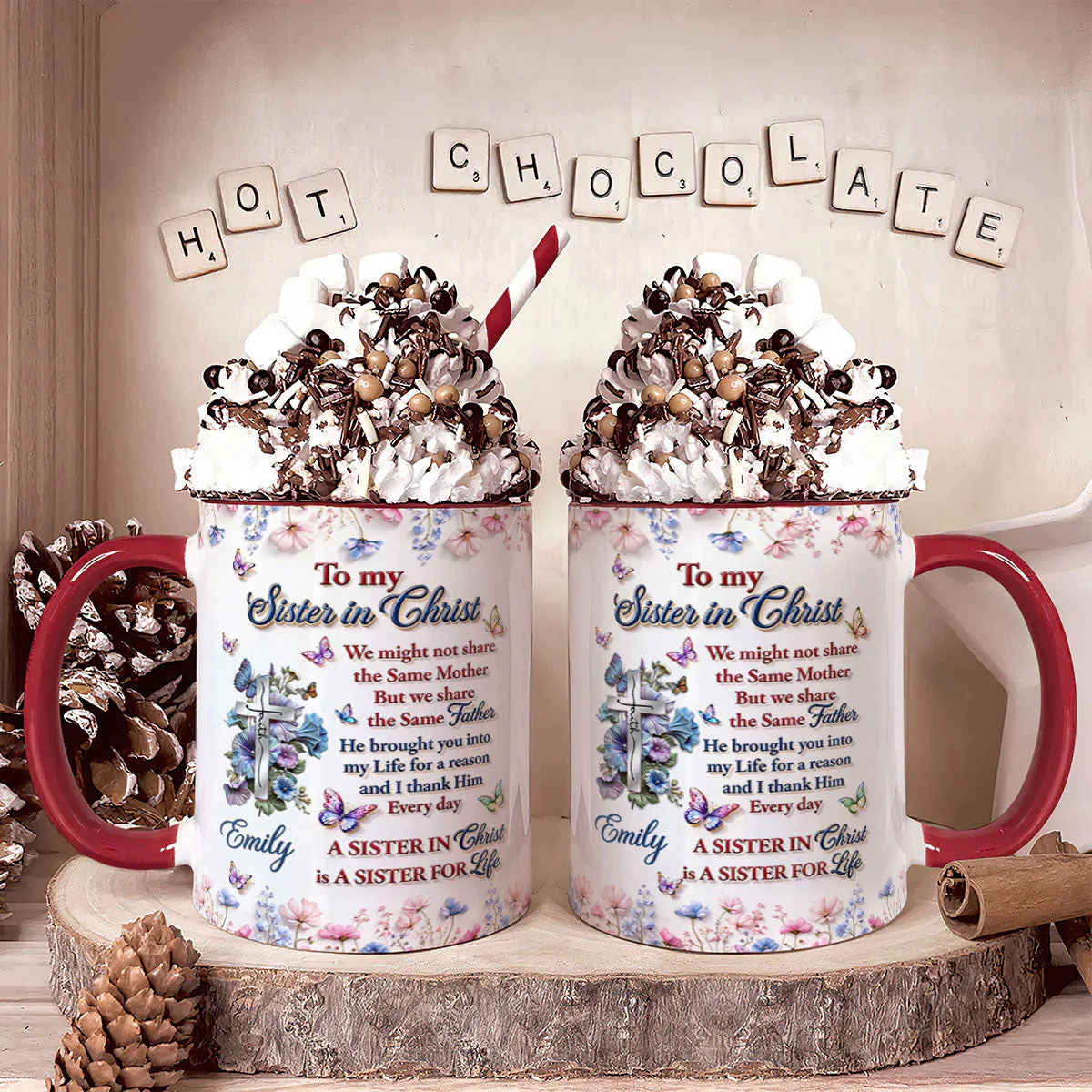 To My Sister In Christ  Personalized Accent Mug - Gift For Her - Image 5