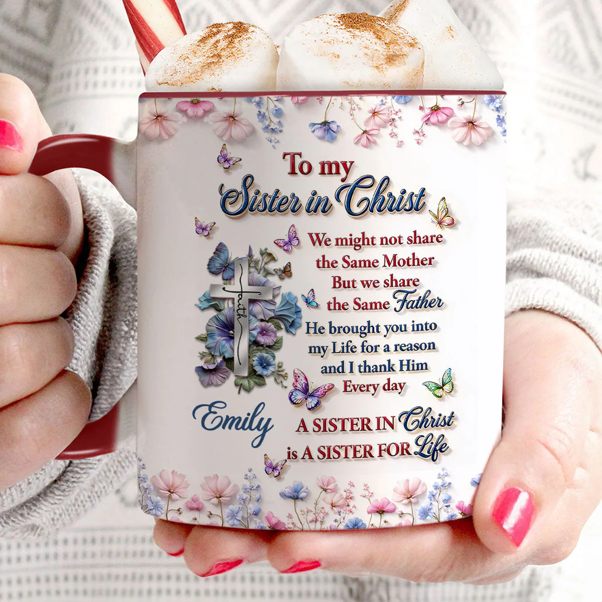 To My Sister In Christ  Personalized Accent Mug - Gift For Her - Image 7