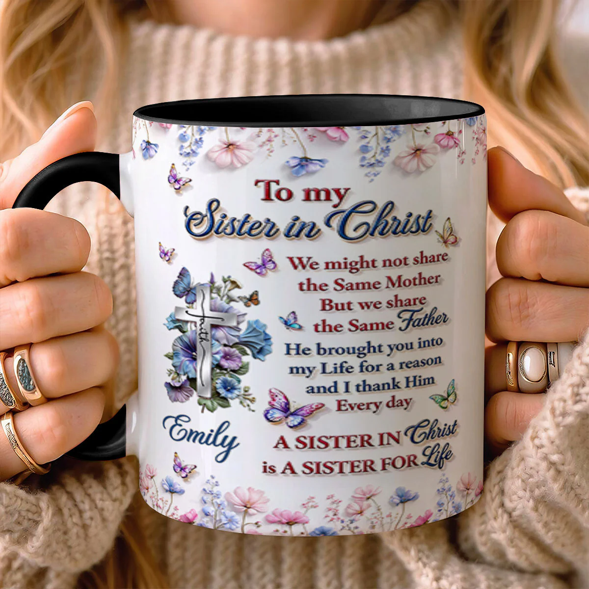 To My Sister In Christ  Personalized Accent Mug - Gift For Her - Image 8