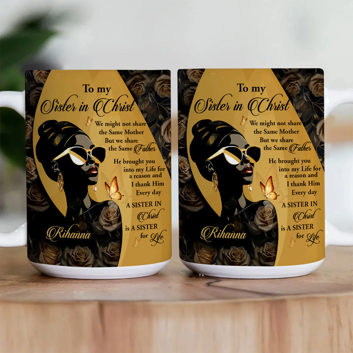 To My Sister In Christ - Personalized White Edge-to-Edge Coffee Mug - Christian Gift For African Sister - Image 3