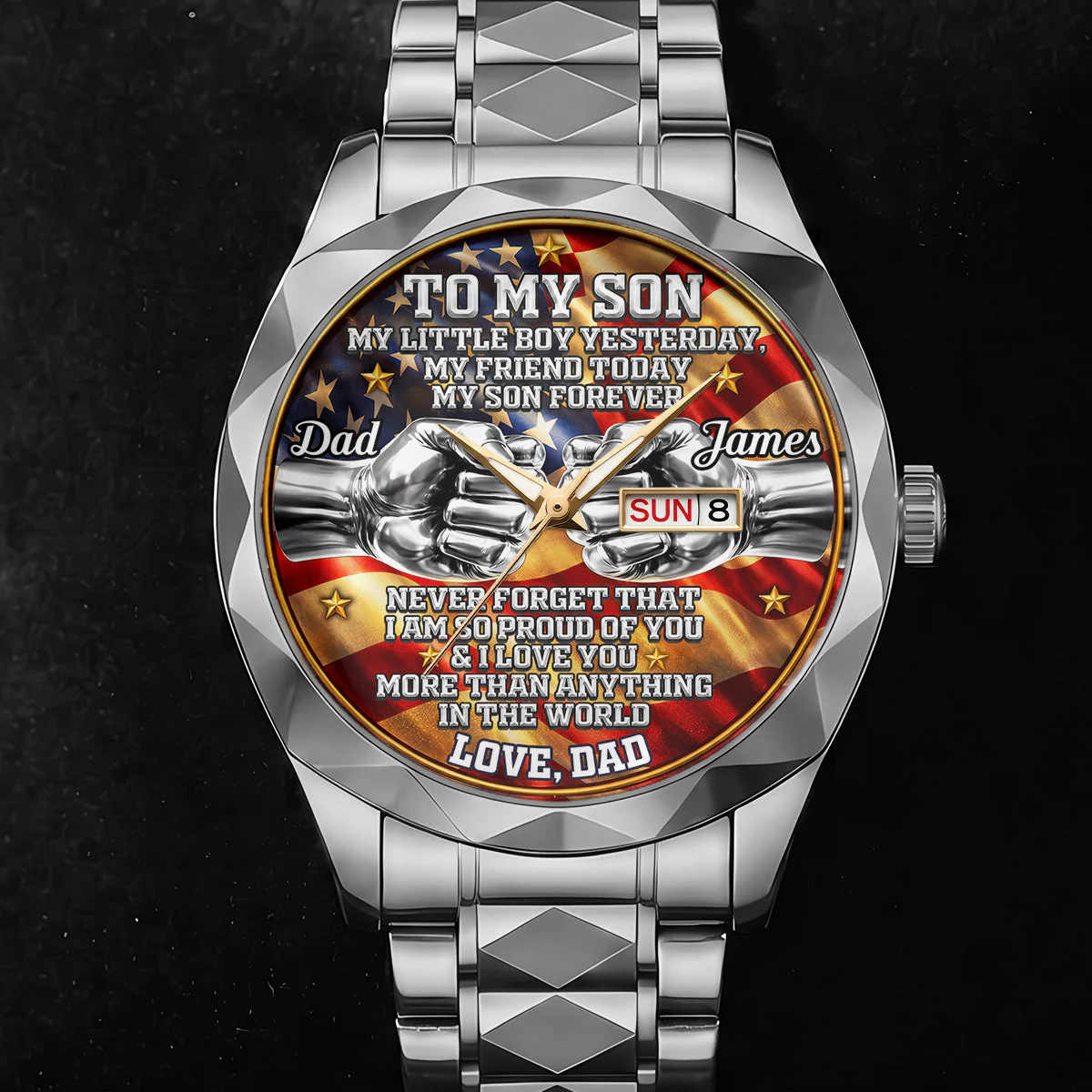 To My Son My Little Boy - Personalized Men's Wrist Watch - Gift For Dad, Grandpa - Image 2