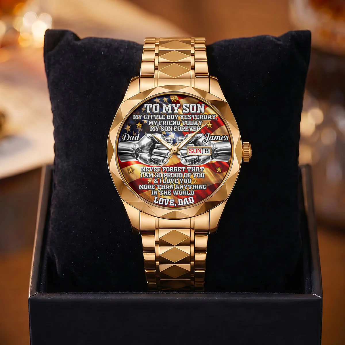 To My Son My Little Boy - Personalized Men's Wrist Watch - Gift For Dad, Grandpa - Image 3