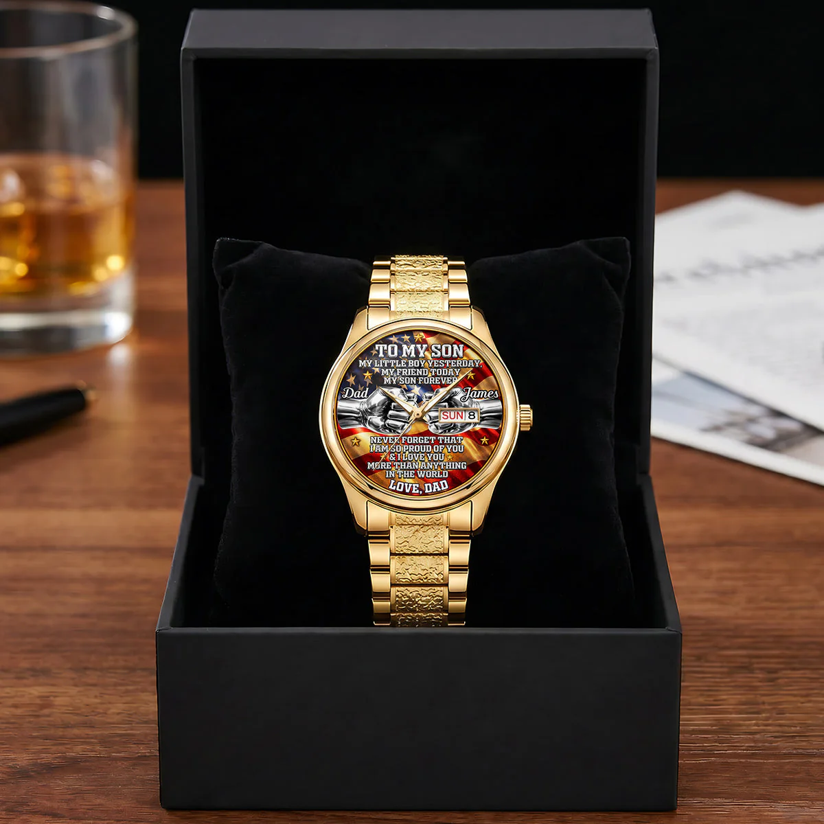 To My Son My Little Boy - Personalized Men's Wrist Watch - Gift For Dad, Grandpa - Image 4