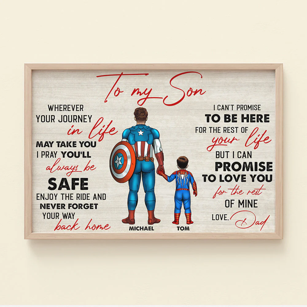 Super Hero To My Son, Wherever Your Journey In Life, May Take You, I Pray You’ll Always Be Safe Personalized Family Canvas Print - CL02 PT - Image 3