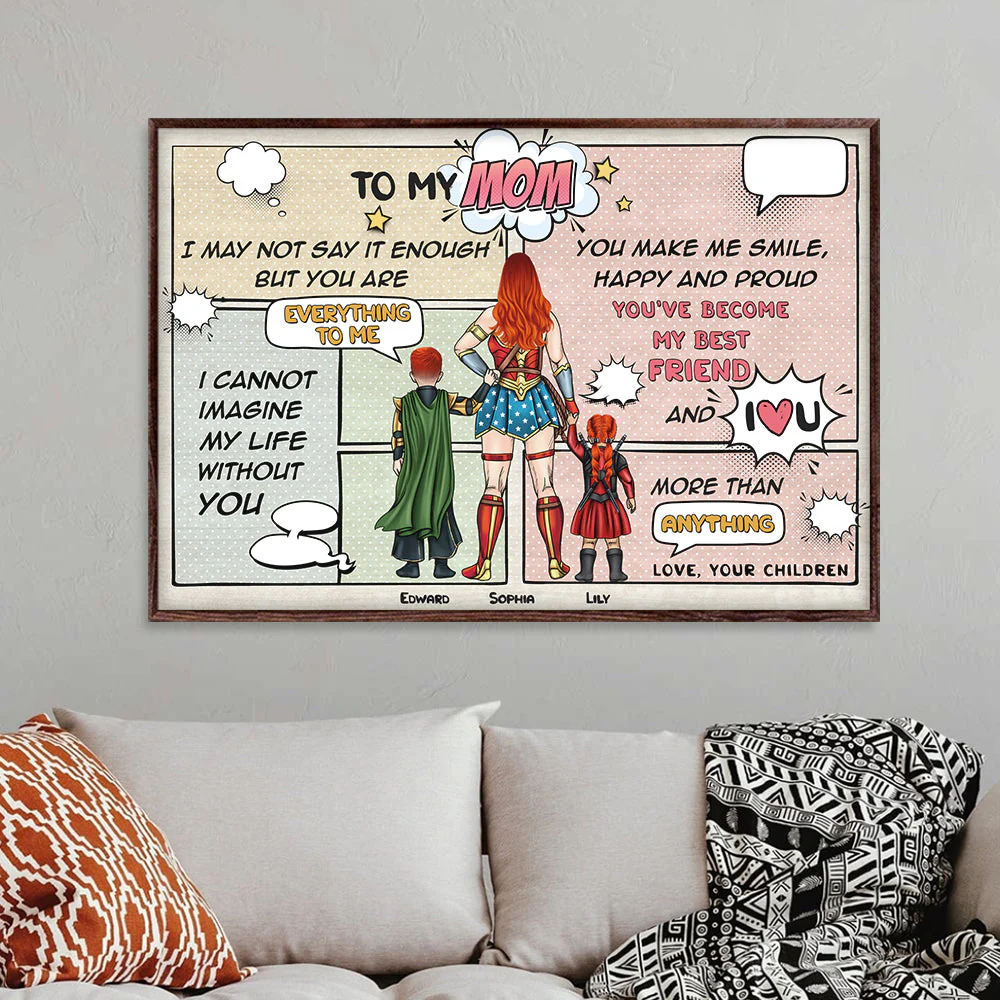 To My Super Hero Mom You're Everything To Me - Personalized Canvas Poster - Gift For Mom, Mother's Day | CL02 NA94 - Image 2
