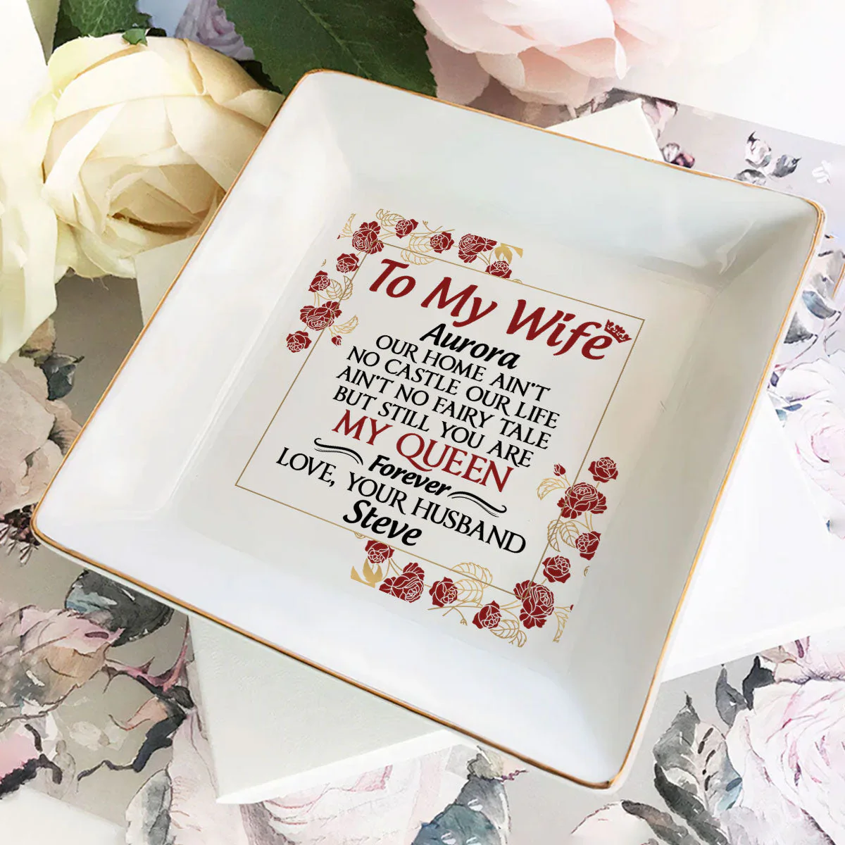 To My Wife - Personalized Jewelry Dish - Gift For Girlfriend, Wife - NH96 - Image 2