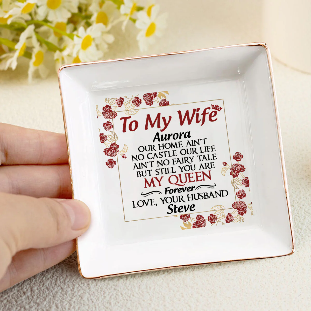 To My Wife - Personalized Jewelry Dish - Gift For Girlfriend, Wife - NH96 - Image 4
