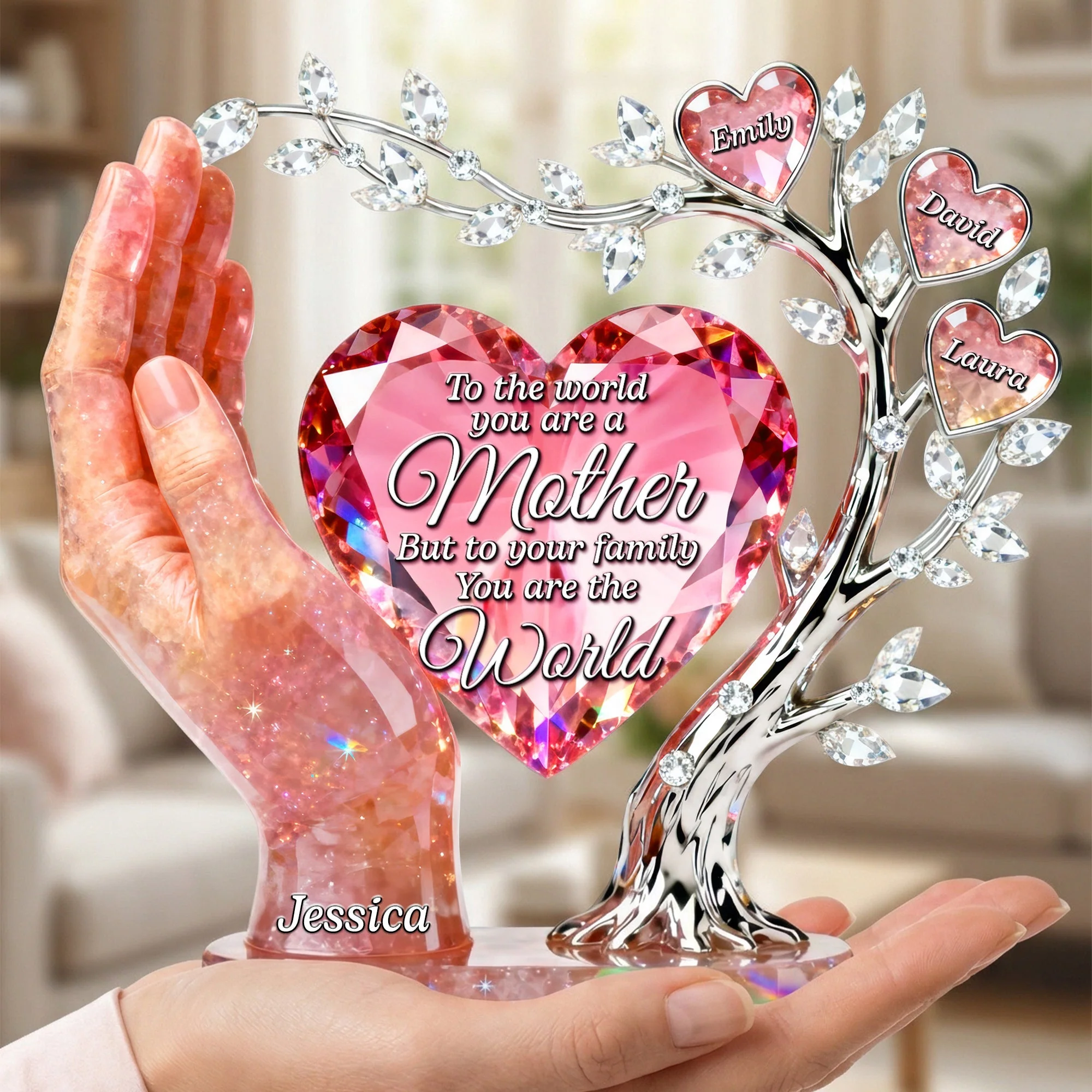 To Our Family Mother Is The World - Personalized Custom Shaped Acrylic Plaque - Gift For Mom, Grandma  NL122 - Image 2