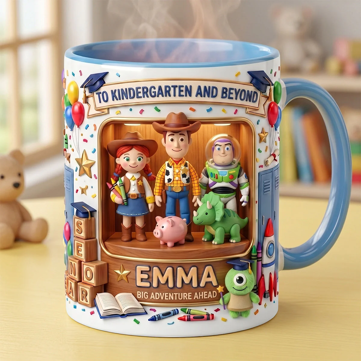 To School And Beyond - Personalized Accent Edge-to-Edge Mug - Back To School Gift For Kids - DSNY
