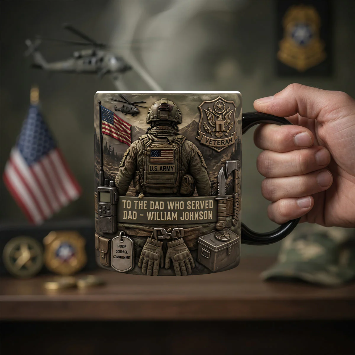 To The Dad Who Served Dad - Personalized Color Changing Mug - Gift For Dad, Veterans