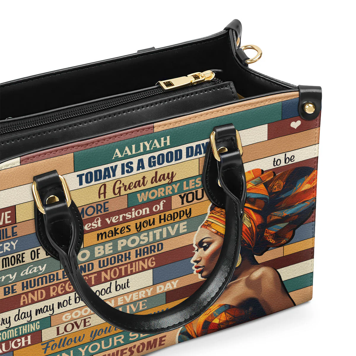 Today Is A Good Day Positive Affirmation - Custom Leather Handbag - Motivational Gift For Her, Black Queen HD95 - Image 5