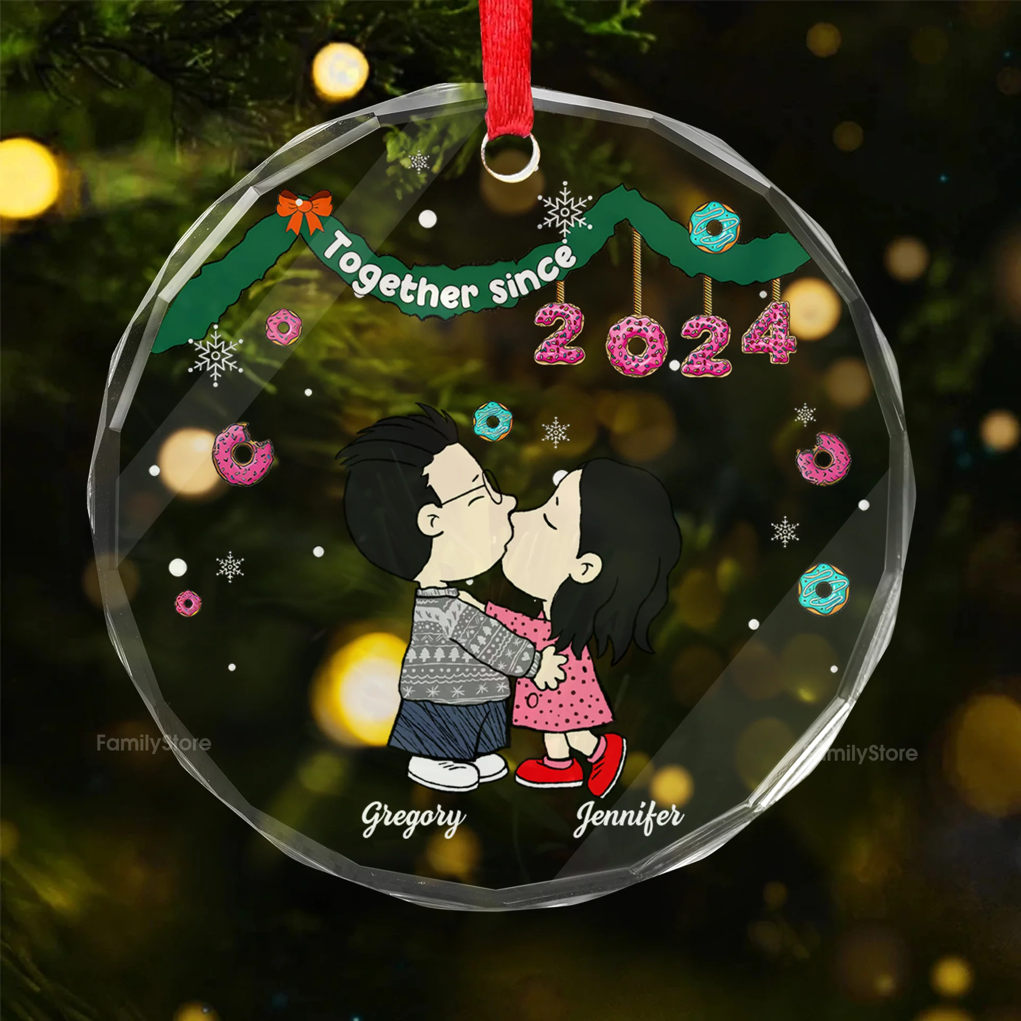 Together Sice Peanut - Personalized Glass Ornament - Gift For Couple, Husband Wife - CL45 NH96