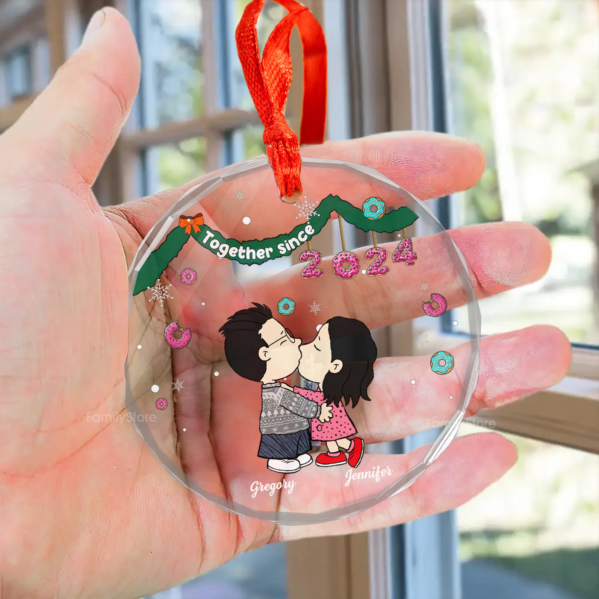 Together Sice Peanut - Personalized Glass Ornament - Gift For Couple, Husband Wife - CL45 NH96 - Image 3