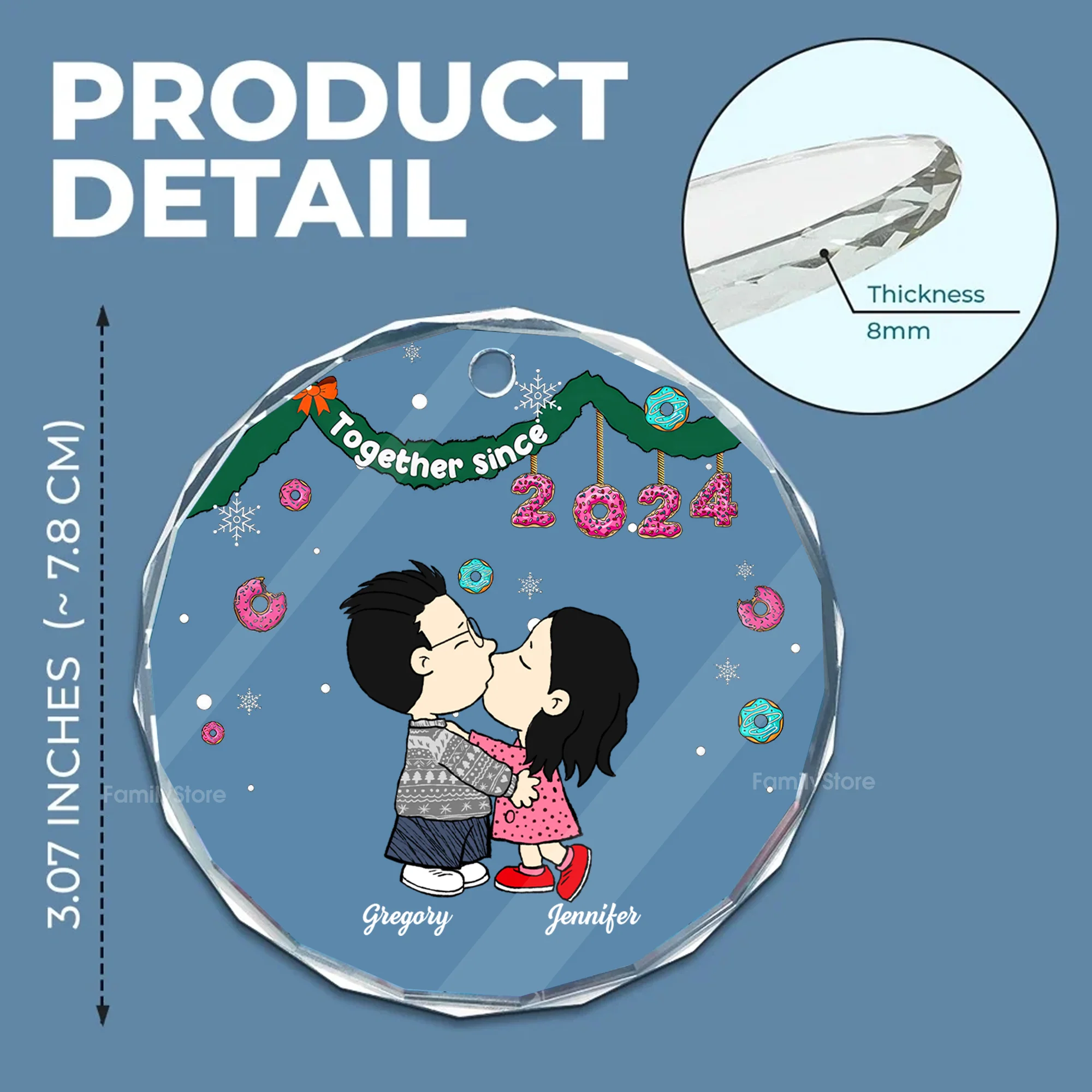 Together Sice Peanut - Personalized Glass Ornament - Gift For Couple, Husband Wife - CL45 NH96 - Image 5