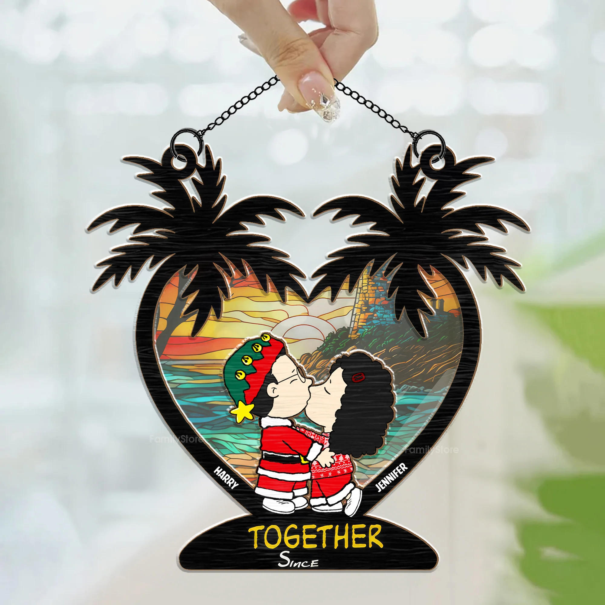 Together Since Peanut - Personalized  Window Hanging Window Hanging Suncatcher Ornament - Gift For Couple, Husband Wife - CL45 NH96 - Image 3