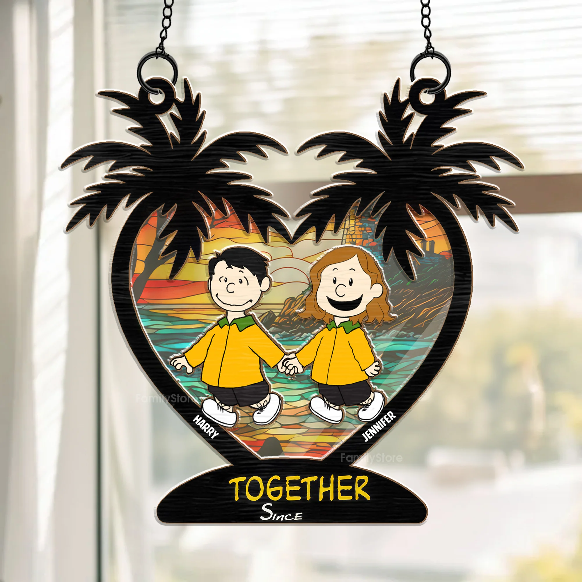 Together Since Peanut - Personalized Window Hanging Window Hanging Suncatcher Ornament - Gift For Couple, Husband Wife - CL48 NH96