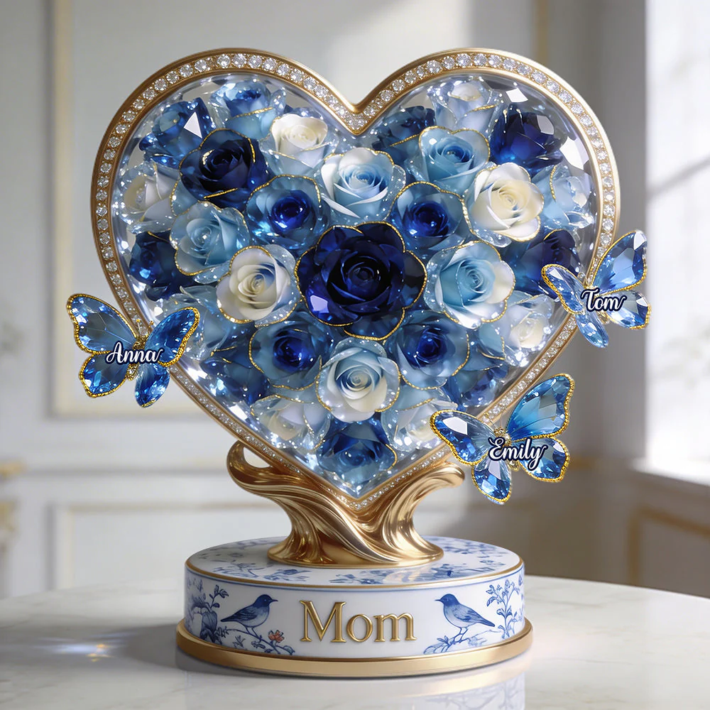 Toile De Jouy Mom Flower - Personalized Shape Acrylic Plaque - Gift For Mom, Grandma