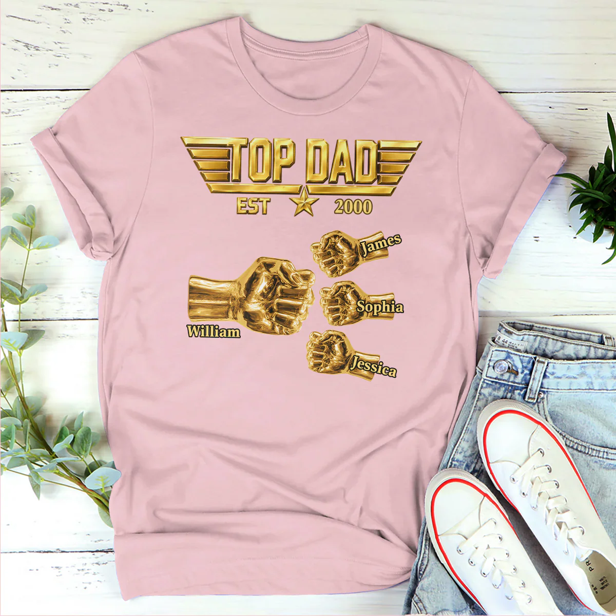 Top Dad Super Hero - Personalized Shirt - Gift For Dad, Grandpa - Image 2