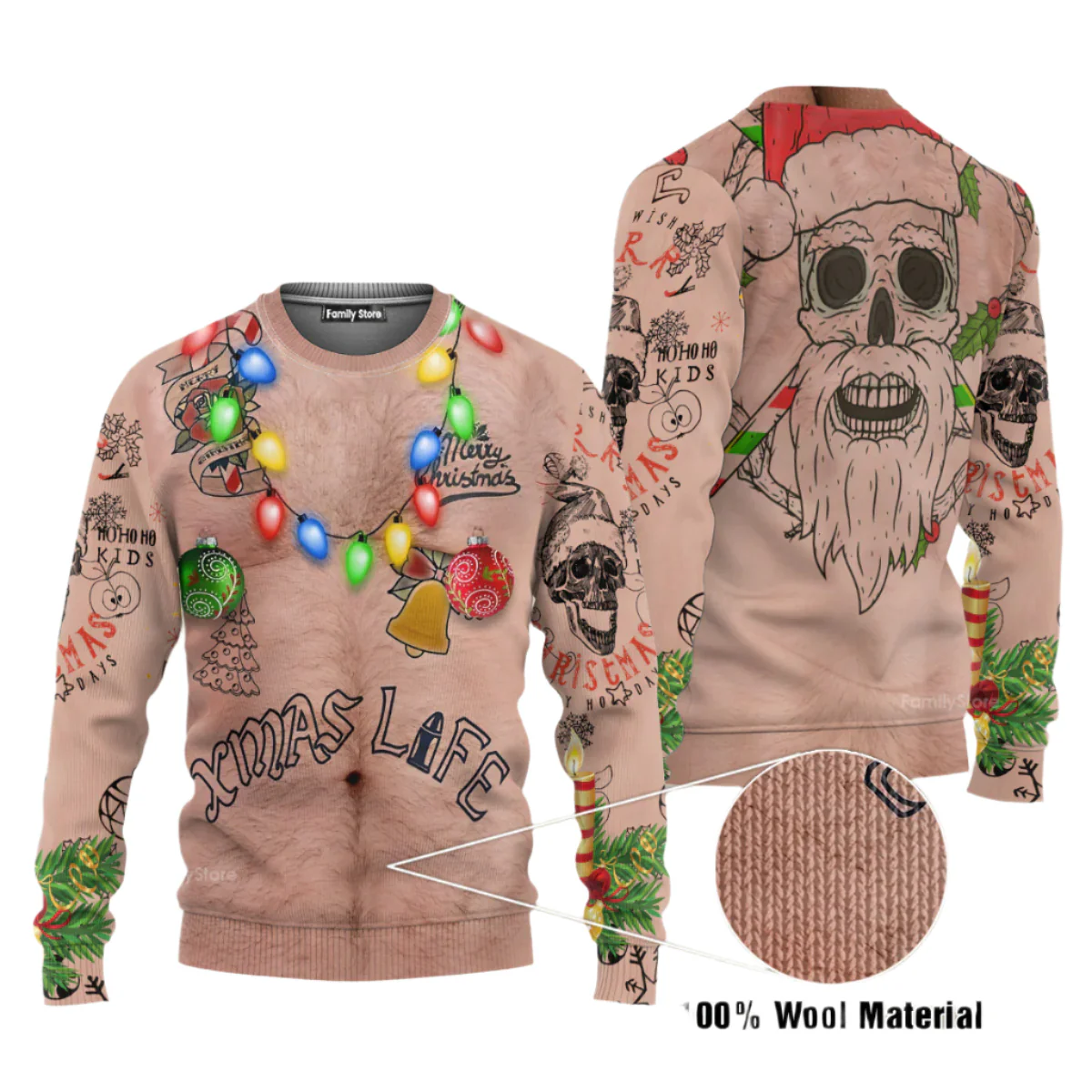 Topless Xmas Life Santa - Ugly Christmas Sweater - Funny Gift For Friend, Family Member - Image 3