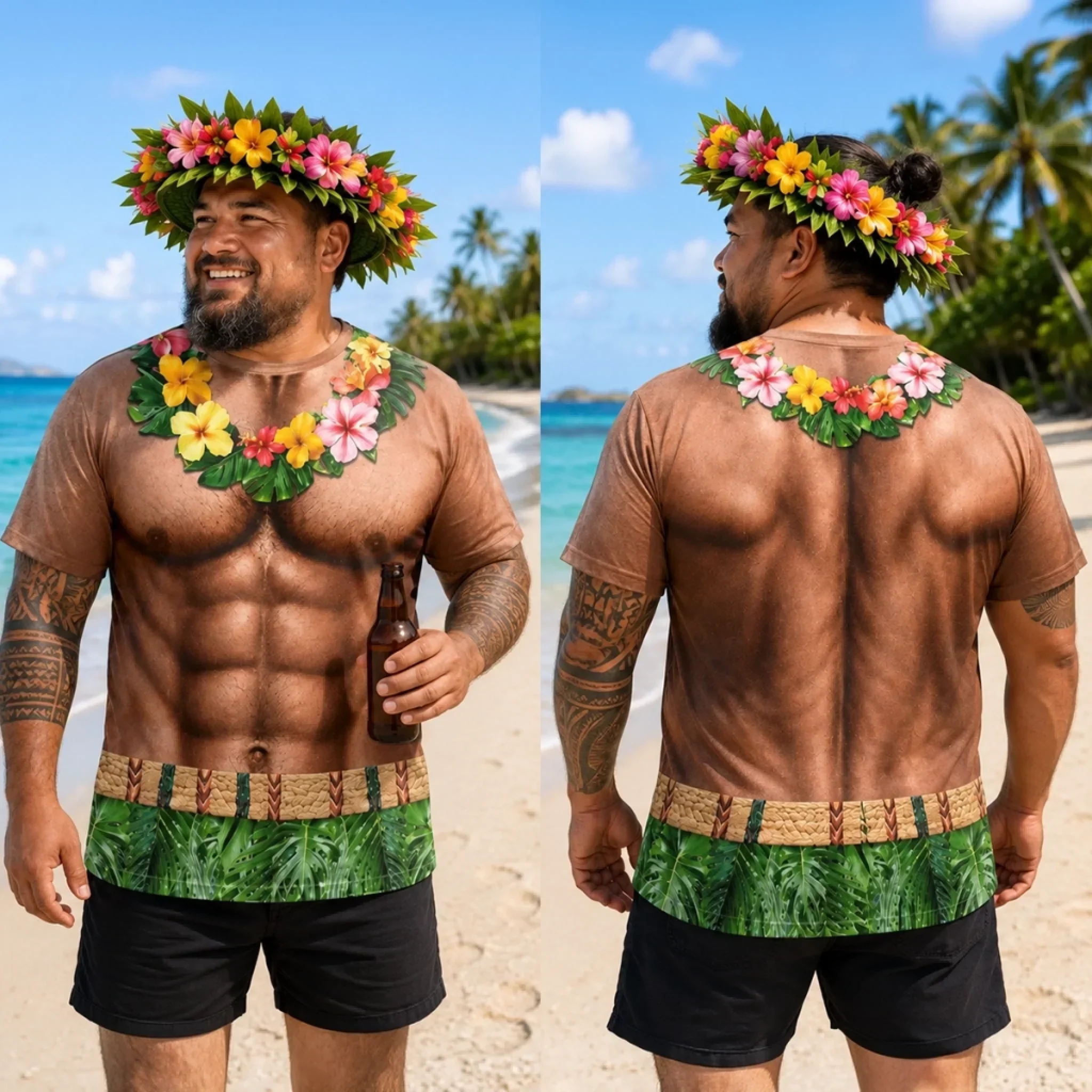Custom Funny Tropical Beach Style Summer Trip - Personalized All Over Shirt - Gifts For Men, Husband, Dad - Image 4