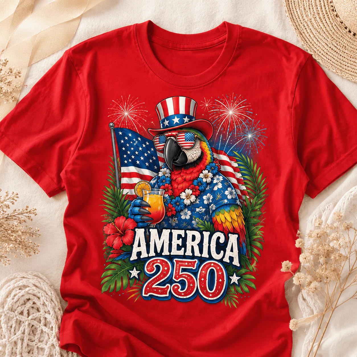Tropical Parrot I Love America Jimmy - Personalized Shirt - Patriotic  Gift For Family - Image 2