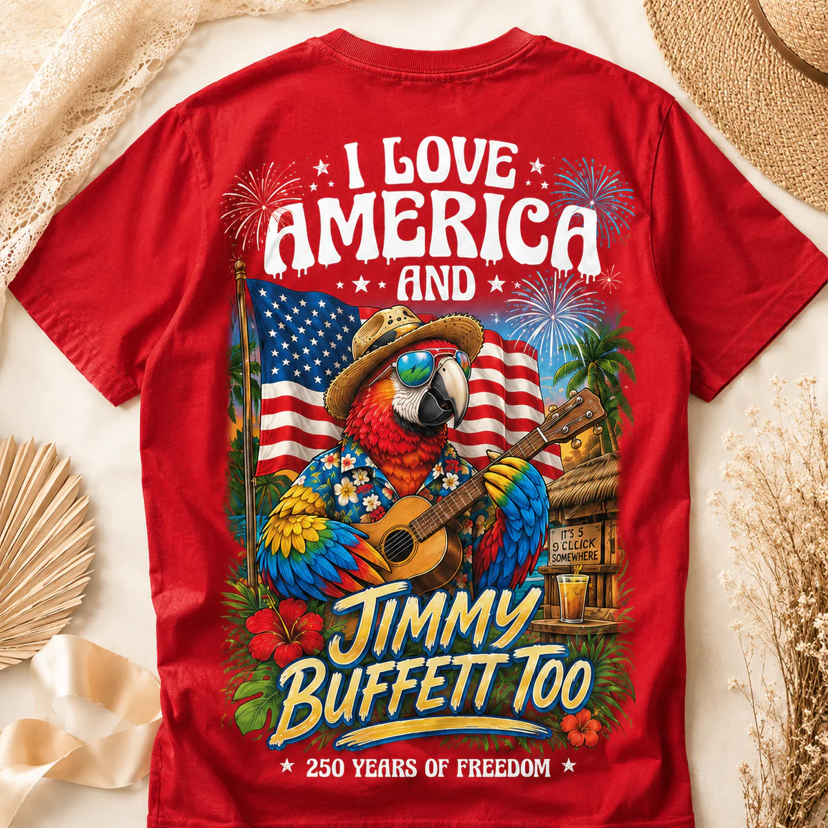 Tropical Parrot I Love America Jimmy - Personalized Shirt - Patriotic  Gift For Family - Image 3
