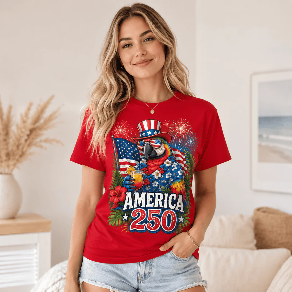 Tropical Parrot I Love America Jimmy - Personalized Shirt - Patriotic  Gift For Family - Image 4