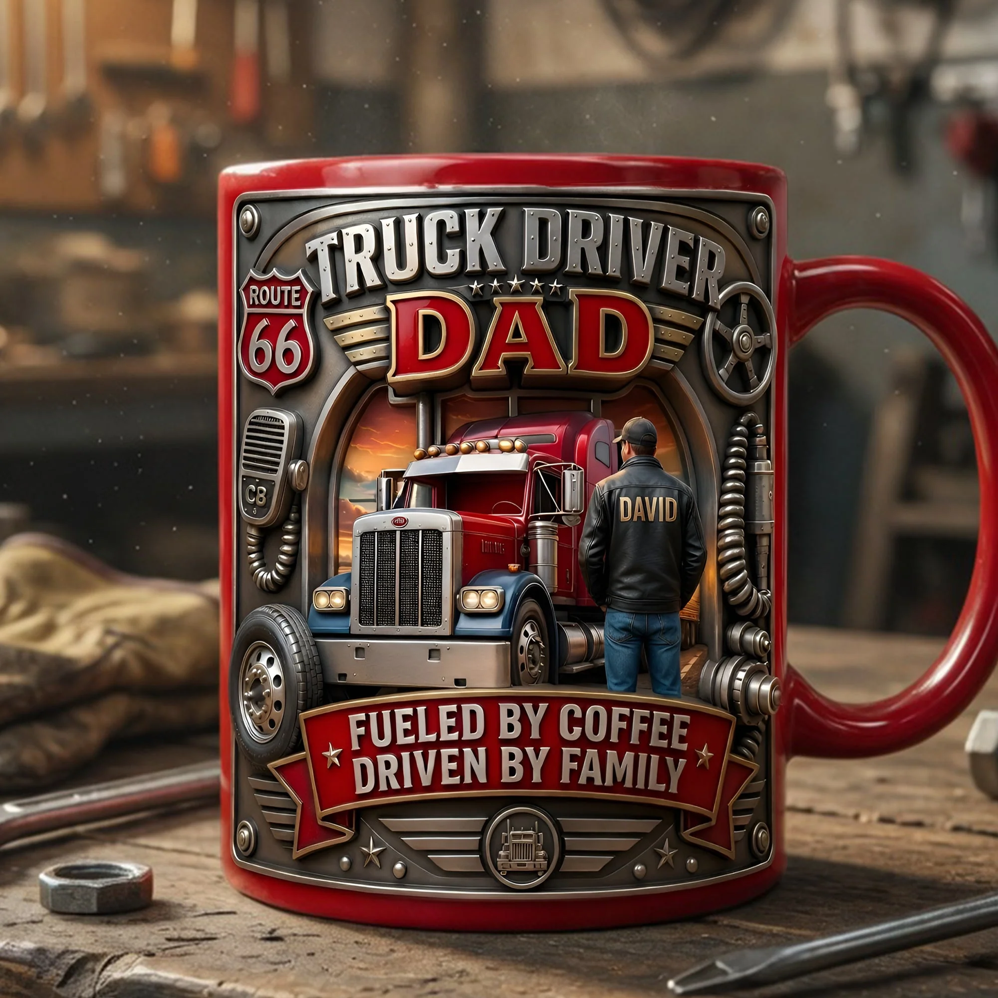 Truck Driver Dad - Personalized Accent Mug - Gift For Dad, Husband