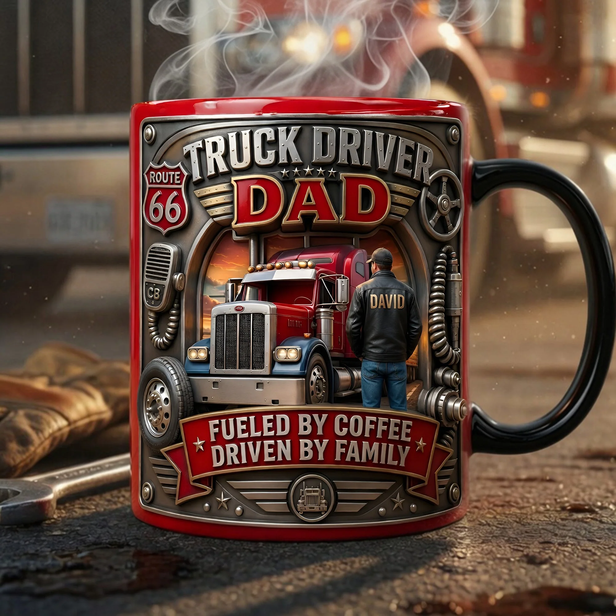 Truck Driver Dad - Personalized Accent Mug - Gift For Dad, Husband - Image 2