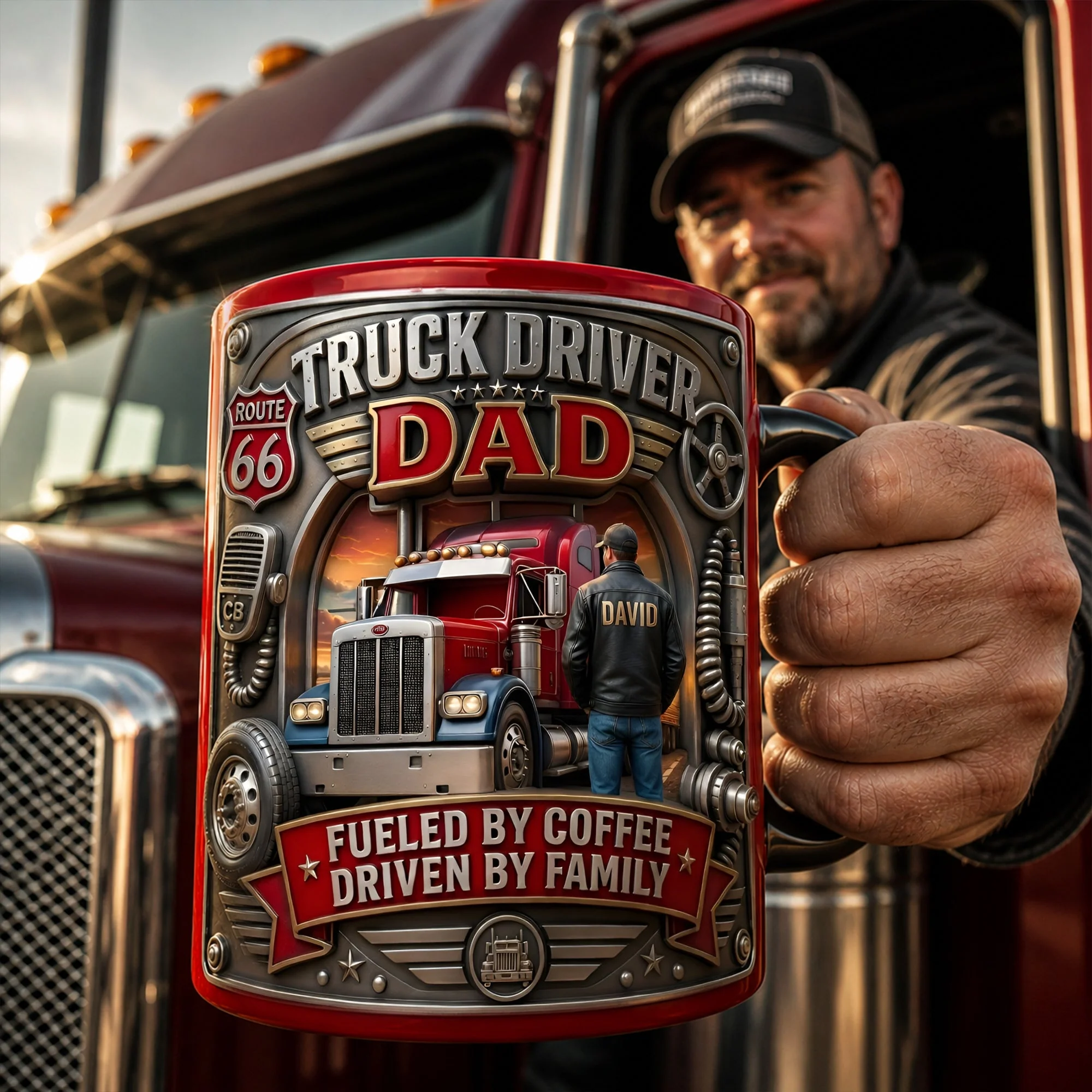 Truck Driver Dad - Personalized Accent Mug - Gift For Dad, Husband - Image 3