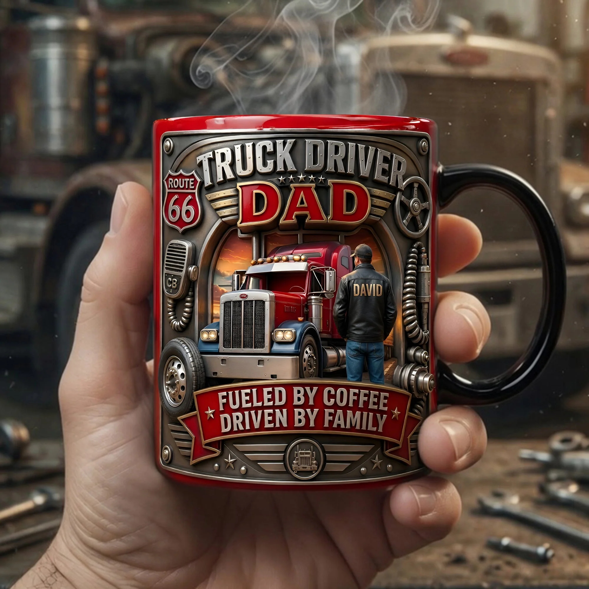 Truck Driver Dad - Personalized Accent Mug - Gift For Dad, Husband - Image 4