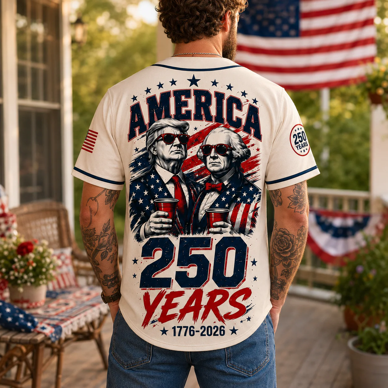 Trump George Washington America 250 Years - Baseball Jersey - Gift For Patriots - Image 3