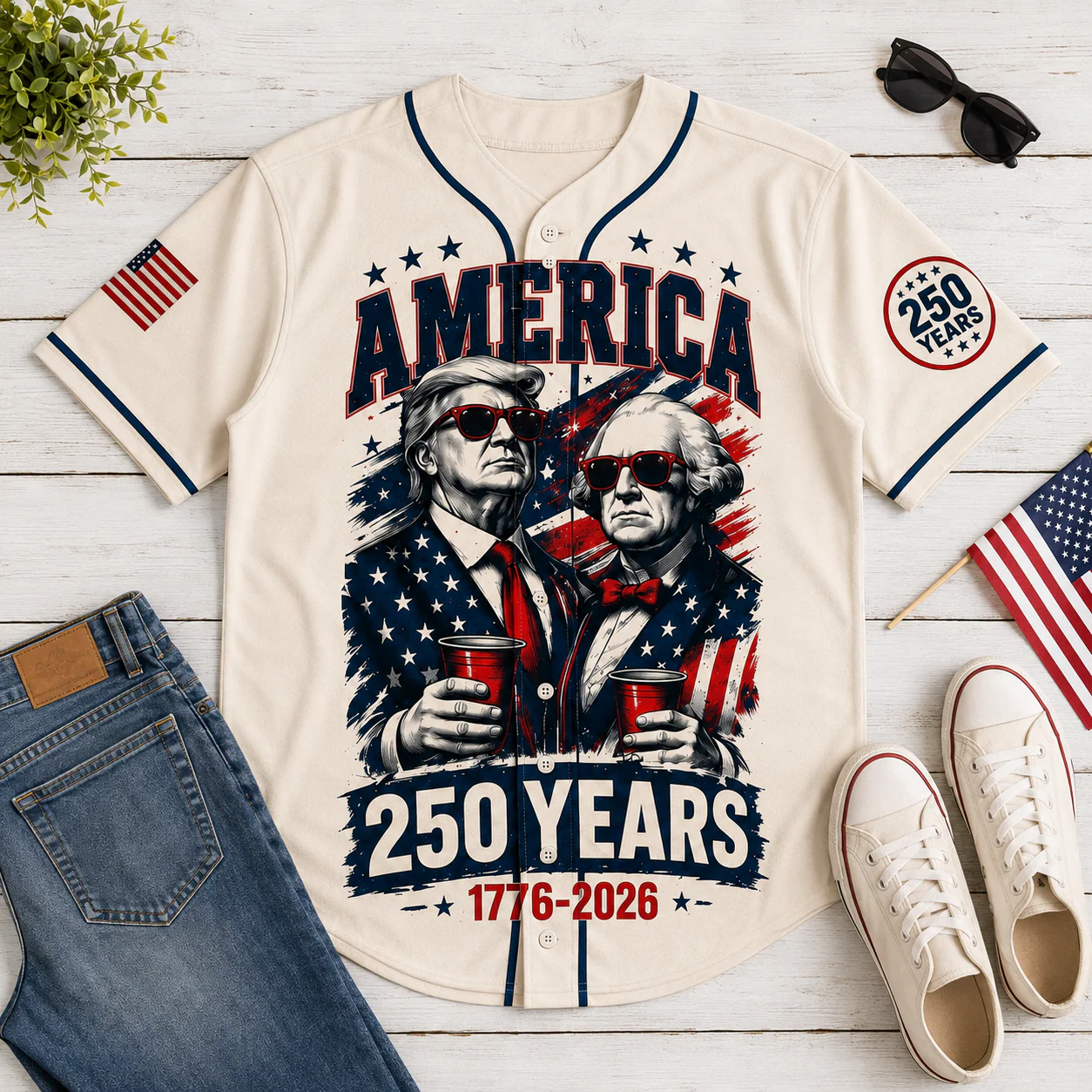 Trump George Washington America 250 Years - Baseball Jersey - Gift For Patriots - Image 5