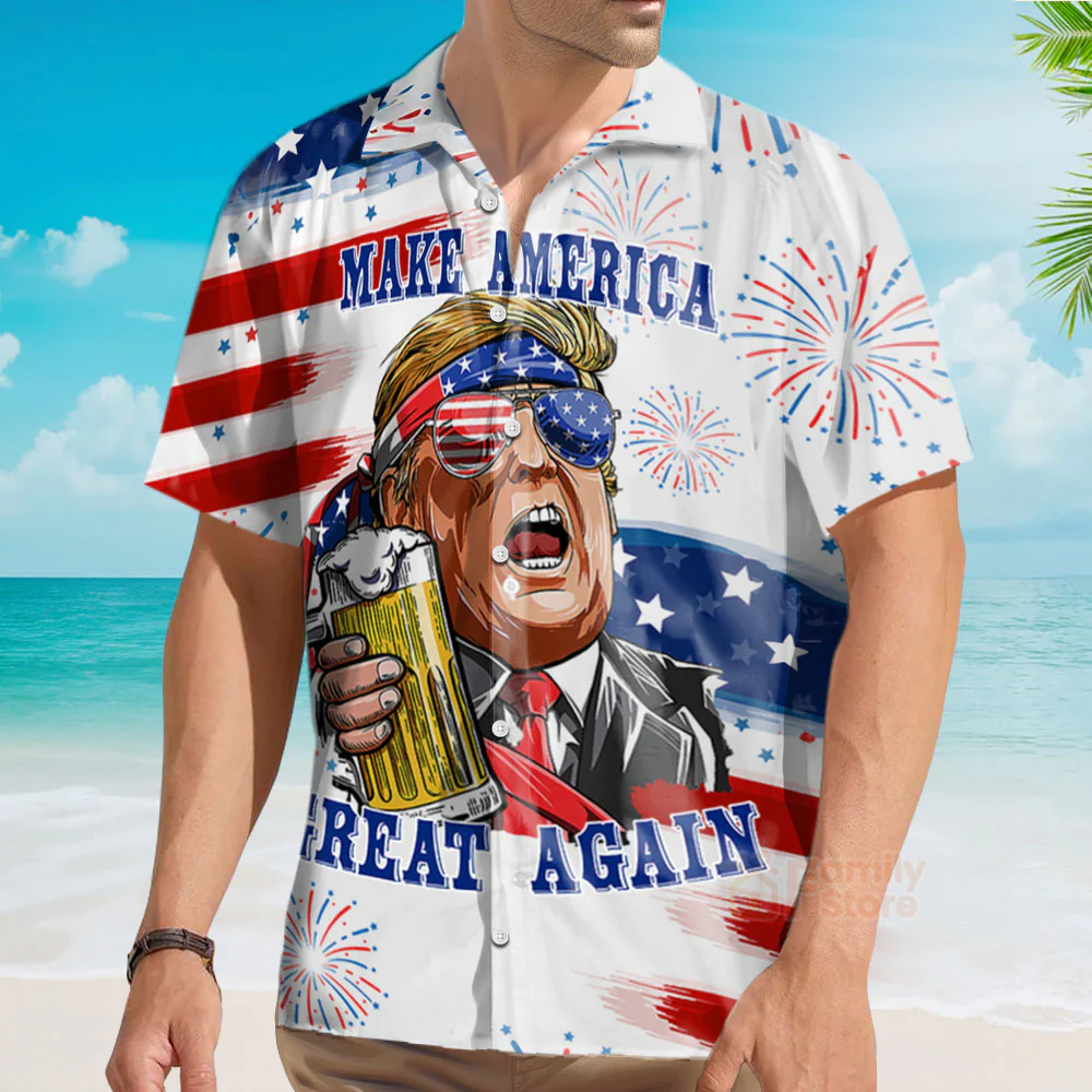 Trump Make America Great Again Trump Independence Day Hawaii Shirt - Image 2