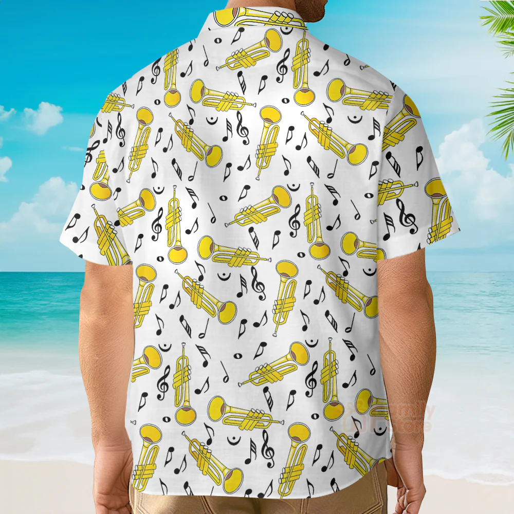 Trumpet Seamless Pattern Shirt For Men Hawaiian Shirt - Image 4