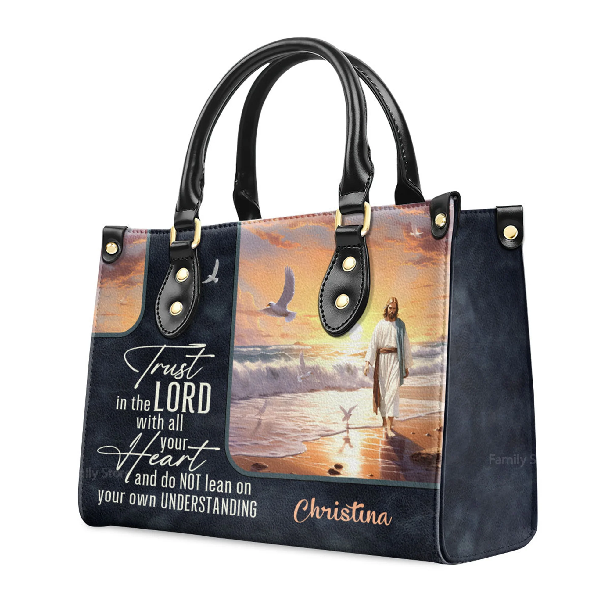 Trust in the Lord - Beautiful Personalized Leather Handbag - AT4081236 - Image 3