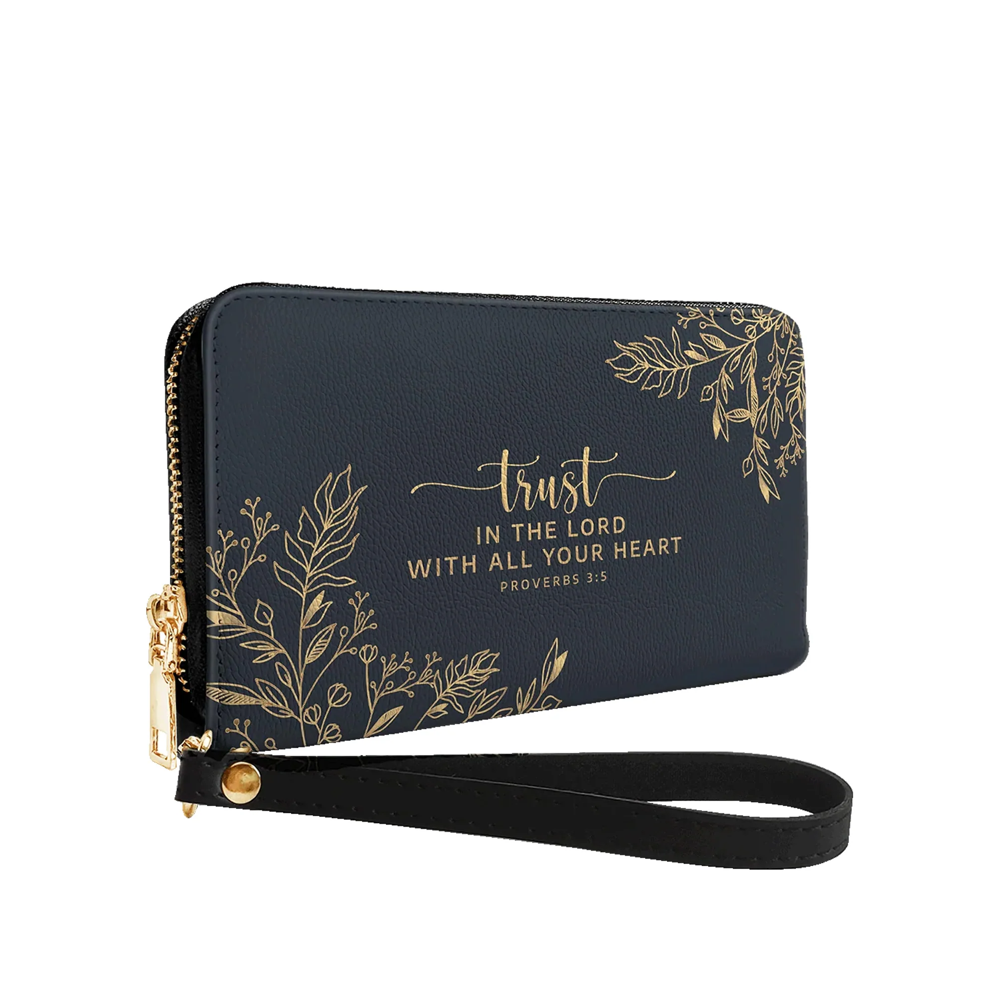 Trust in the Lord Proverbs 3:5 Black Leather Purse - Christian Leather Wallet - Image 2
