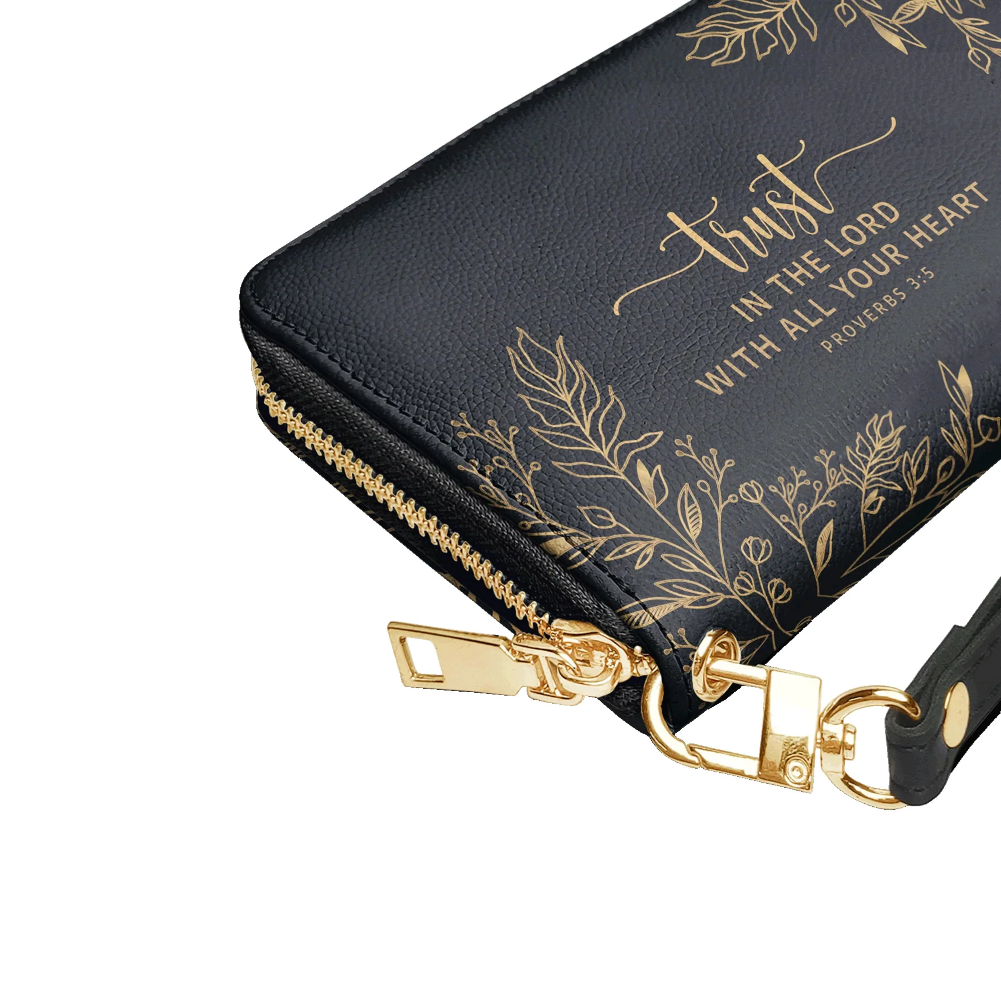 Trust in the Lord Proverbs 3:5 Black Leather Purse - Christian Leather Wallet - Image 3