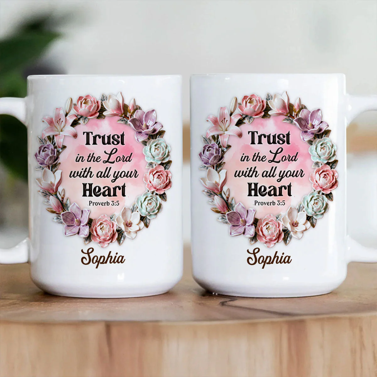 Trust In The Lord With All Your Heart - Personalized Ceramic Coffee Mug - Christian Gift For Her BA01 - Image 3