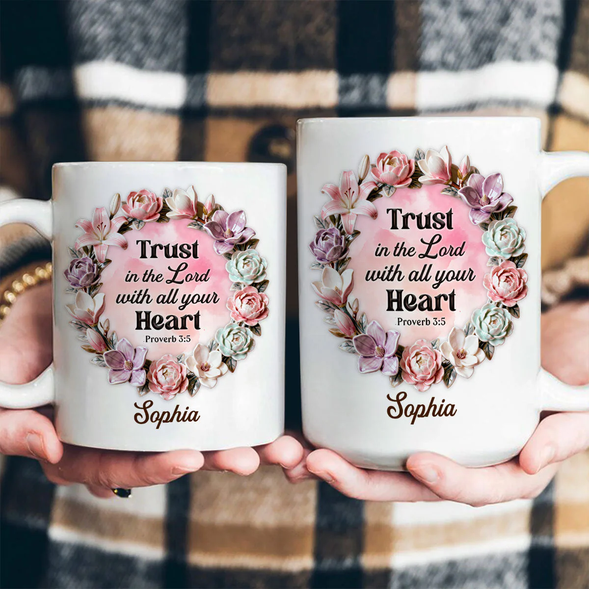 Trust In The Lord With All Your Heart - Personalized Ceramic Coffee Mug - Christian Gift For Her BA01 - Image 4