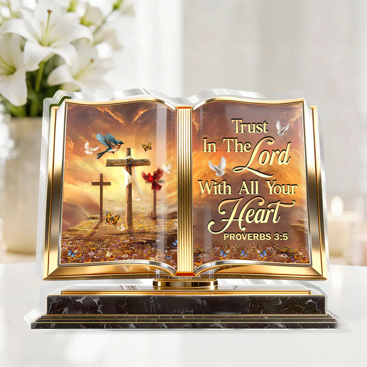 Trust In The Lord With All Your Heart - Personalized Custom Shaped Acrylic Plaque - Gift For Christian