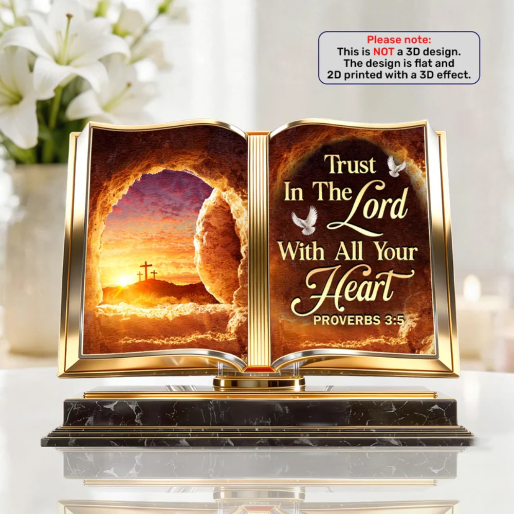 Trust In The Lord With All Your Heart - Personalized Custom Shaped Acrylic Plaque - Gift For Christian - Image 2