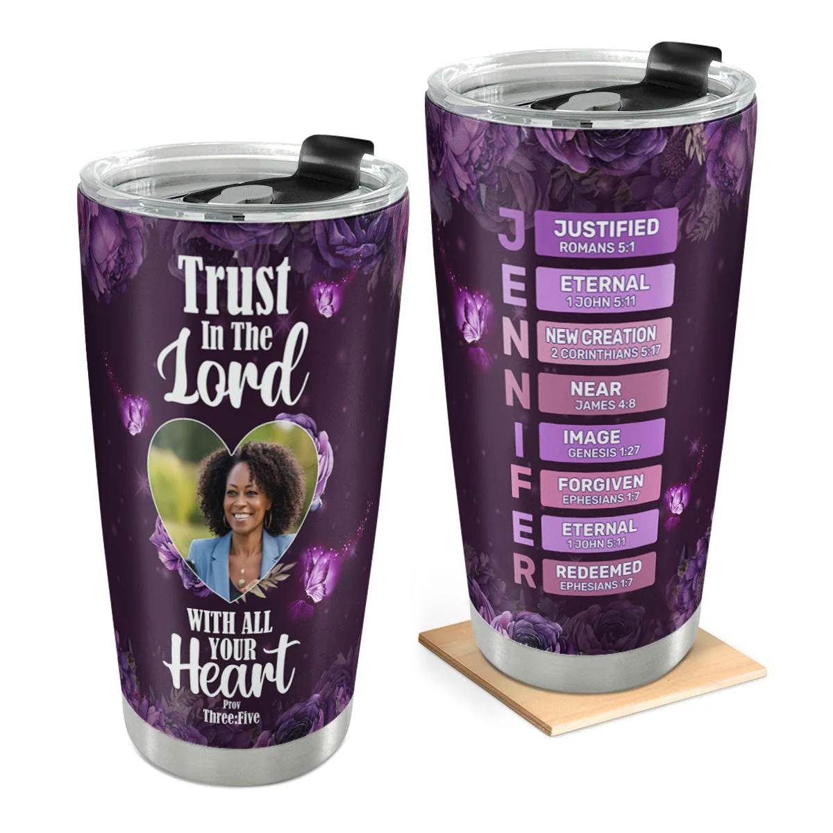 Trust In The Lord With All Your Heart - Personalized Stainless Steel Tumbler - Gift For Her | HN02